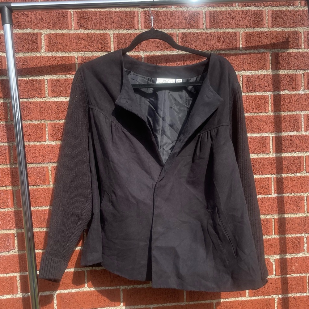 Studio Works Woman Plus 20W Black Suede and Stretch Jacket with Magnetic Button